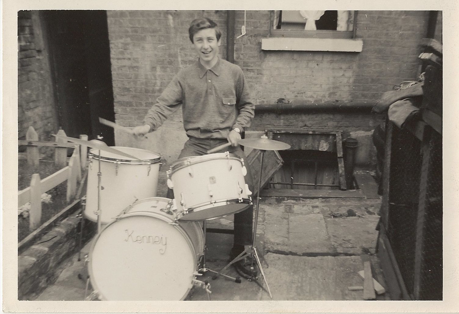 Kenney Jones - a young Kenney Jones with first drum kit